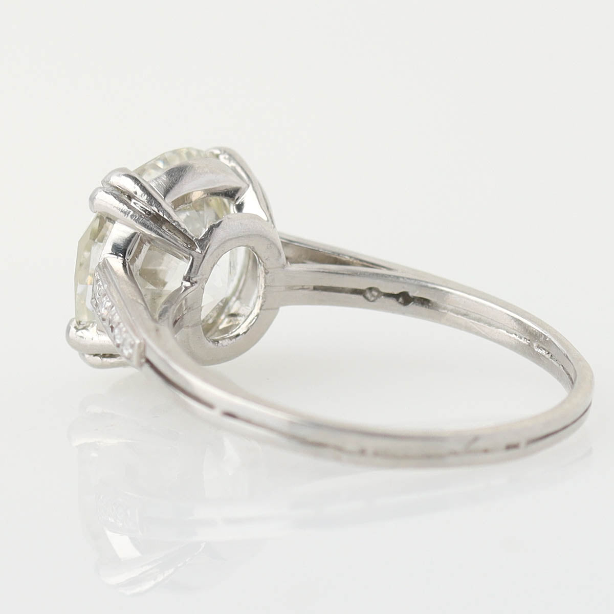 Vintage French Platinum 3.92 ct Carat Diamond Engagement Ring #VR260410