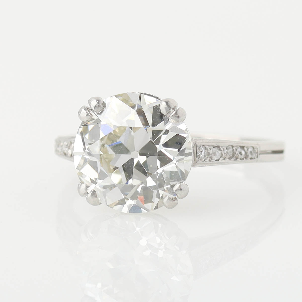 Vintage French Platinum 3.92 ct Carat Diamond Engagement Ring #VR260410