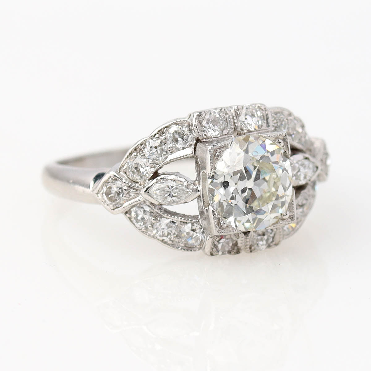 Art Déco Old European Cut Diamond & Platinum Engagement Ring #VR260512