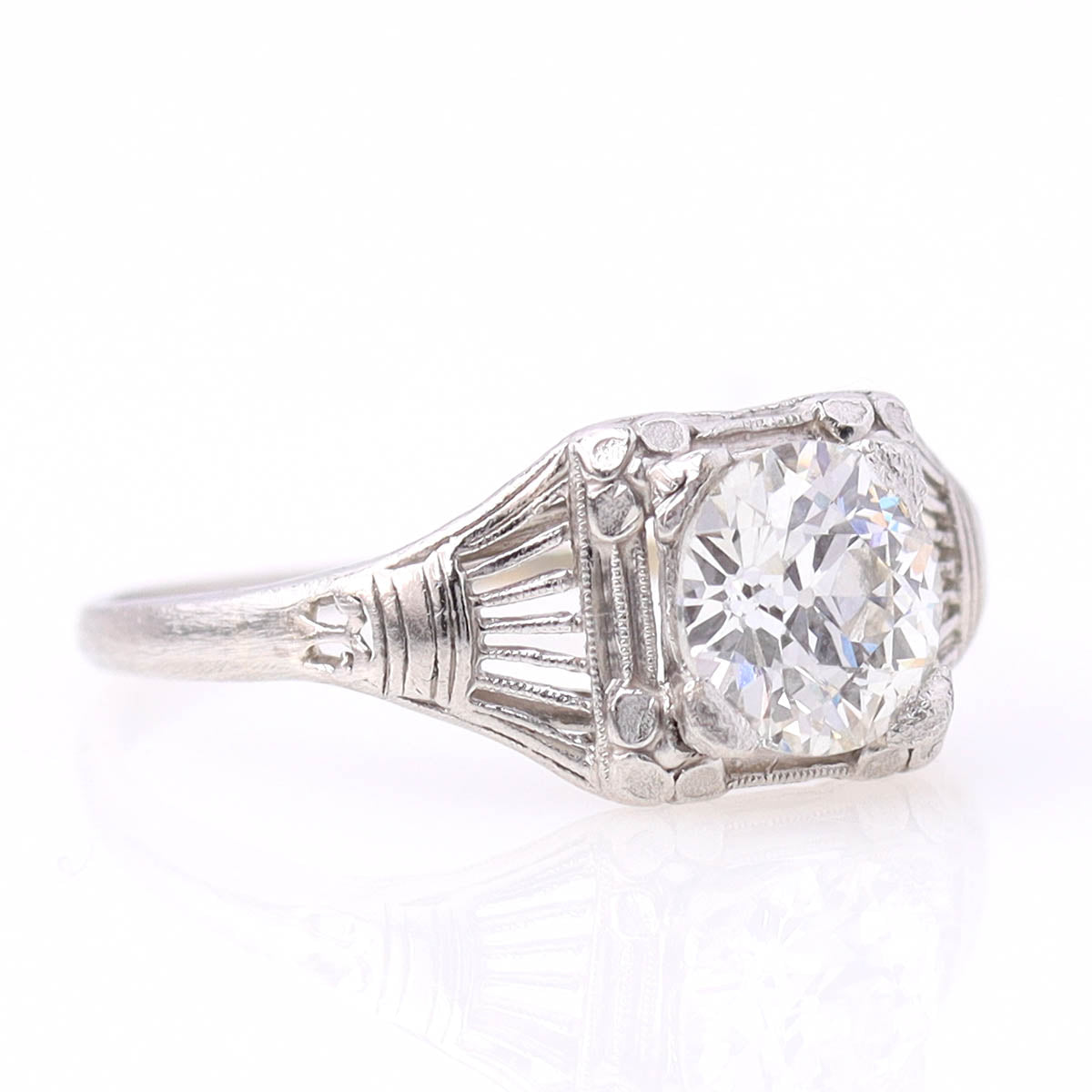 Antique Old European Cut Diamond & Platinum Engagement Ring #VR260611-2