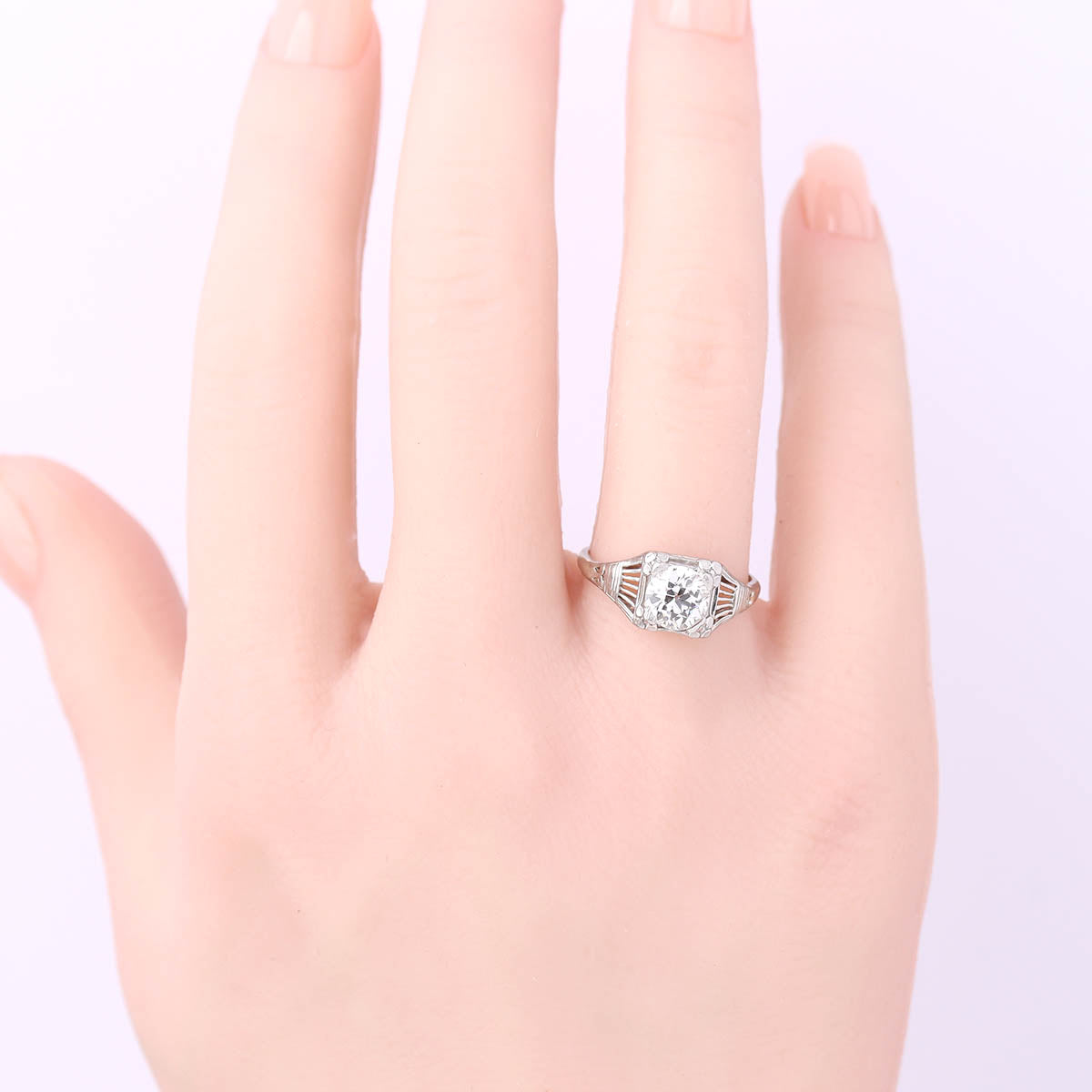 Antique Old European Cut Diamond & Platinum Engagement Ring #VR260611-2