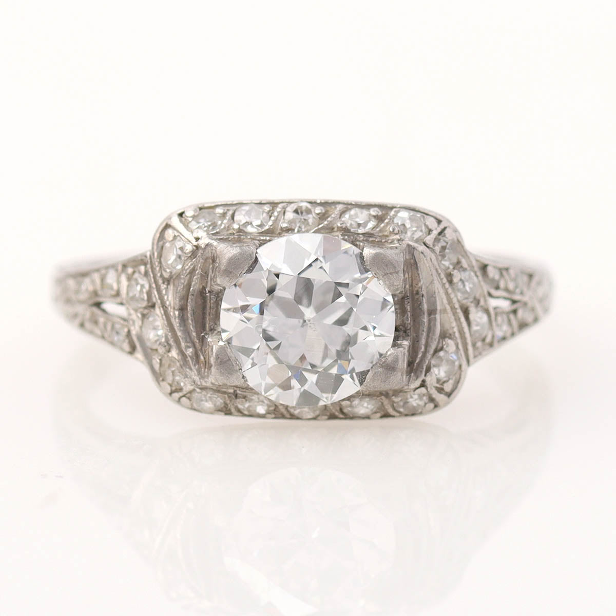Art Déco 1920s Platinum & Diamond Engagement Ring #VR260611-4