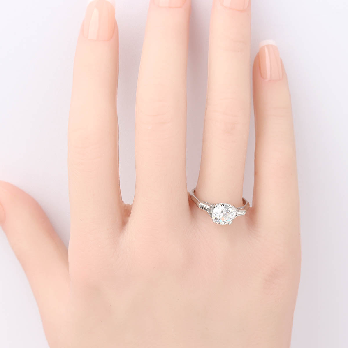 Art Déco 1930s Platinum & Old European Cut Diamond Engagement Ring #VR260707-1