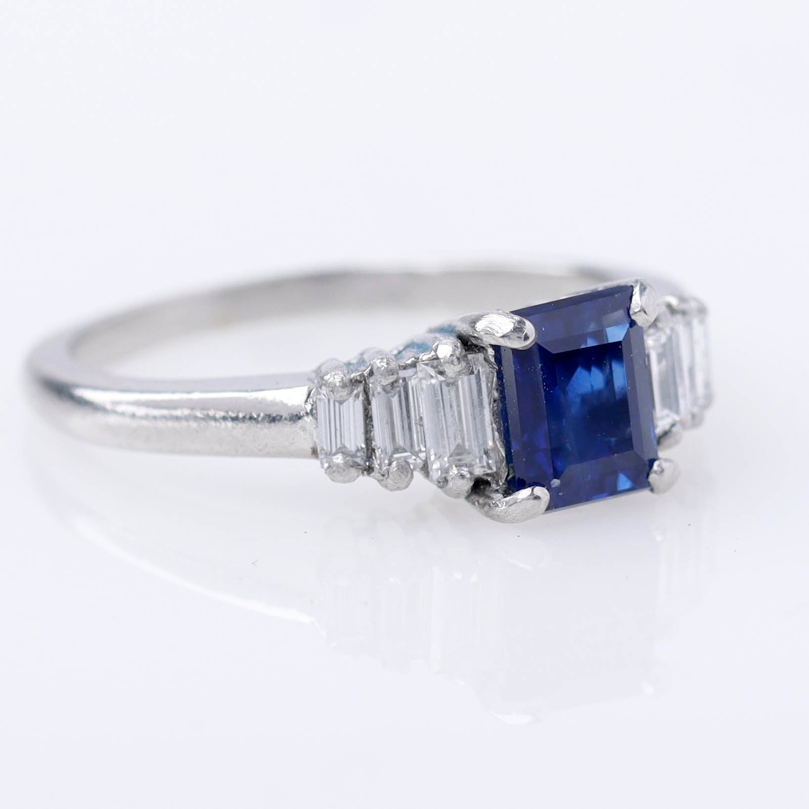 Sapphire & Diamond Art Déco Engagement Ring #VR260611-1