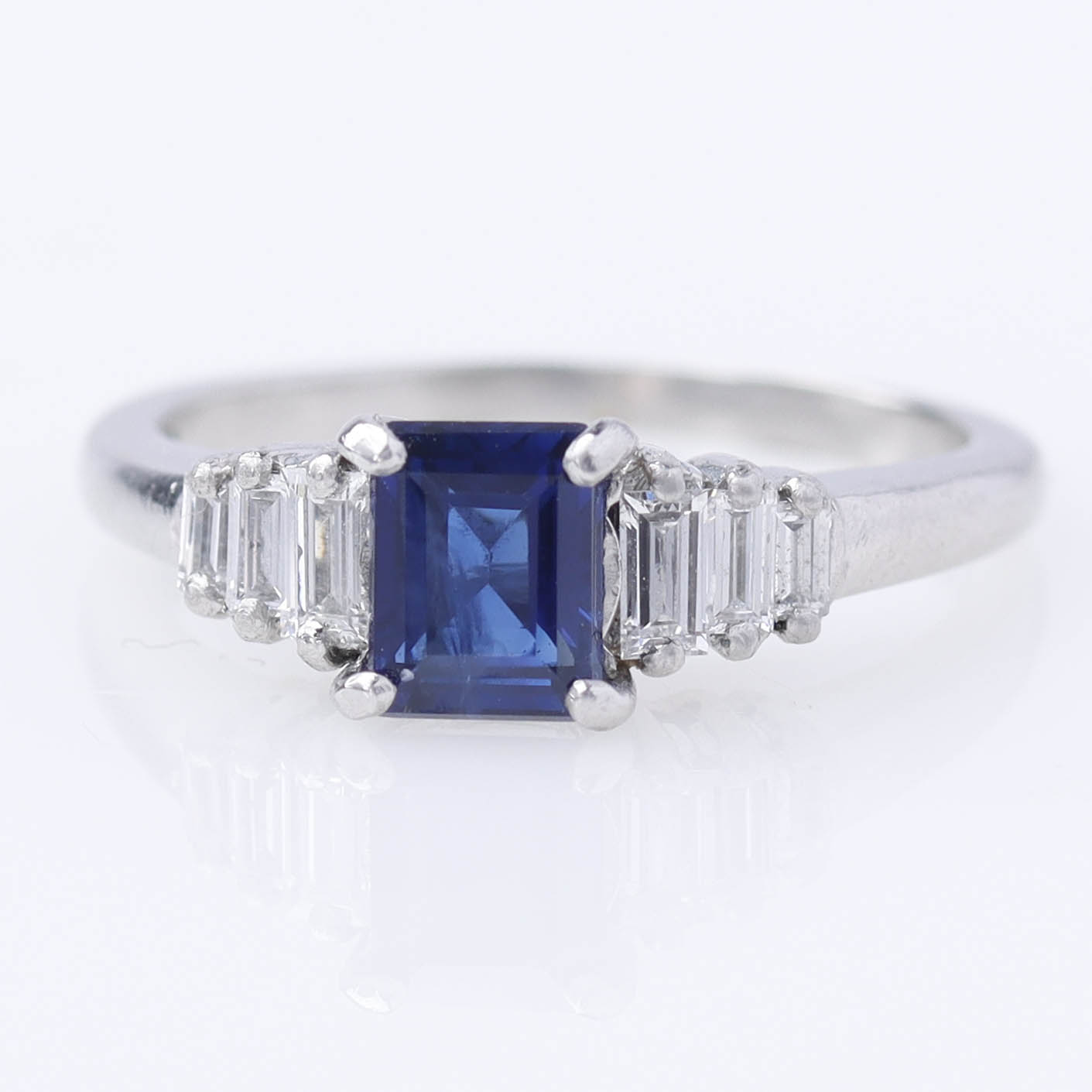 Sapphire & Diamond Art Déco Engagement Ring #VR260611-1