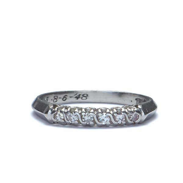 Platinum Art Déco Diamond Wedding Band #VR464-05