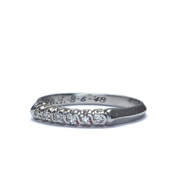 Platinum Art Déco Diamond Wedding Band #VR464-05