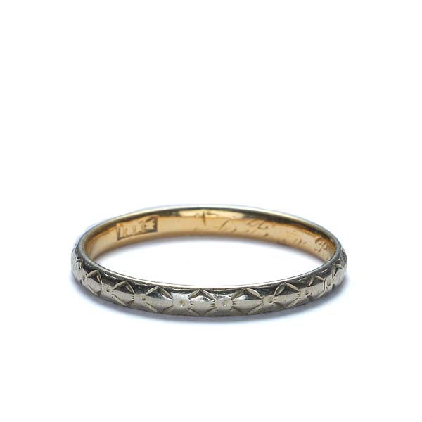 Vintage 18k band - Yellow and White Gold. #VR472-03
