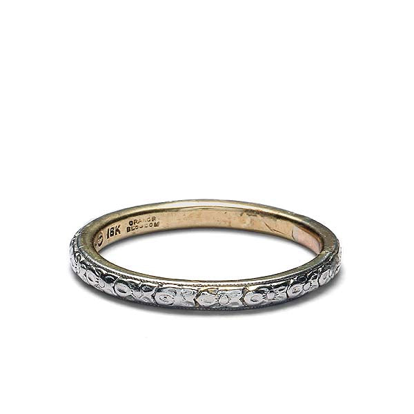 Antique Platinum and 18k Yellow Gold Wedding Band #VR506-09