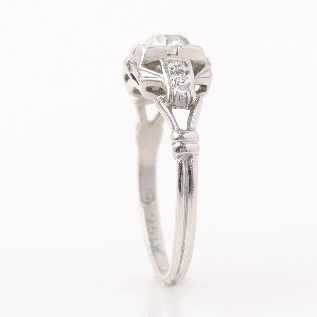 1920s Platinum & Old European Cut Diamond Engagement Ring #VR537-03