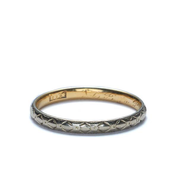 Antique 18k Two Tone Wedding Band #VR472-03 - Wedding Bands