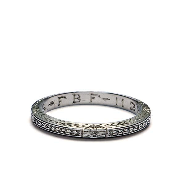 Antique Art Déco 18k White Gold Wedding Band #VB171130-2 - Wedding Bands