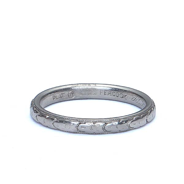 Antique Platinum Orange Blossom Wedding Band #VR489-13A - Wedding Bands
