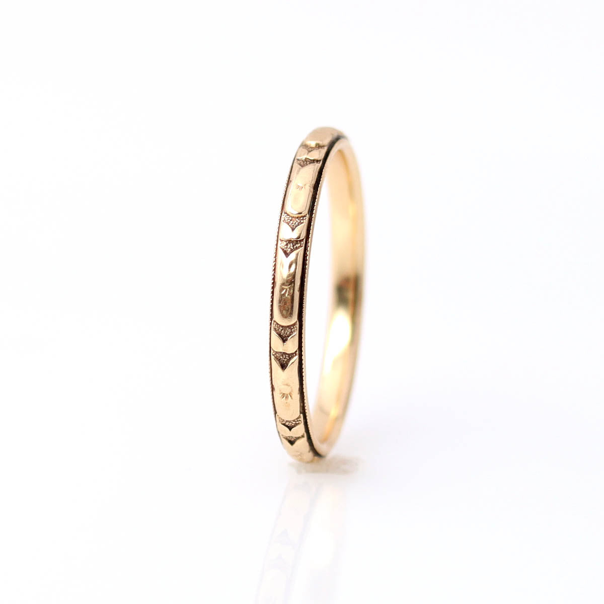 Art Déco 14k Yellow Gold Wedding Band #VB250822 1 Wedding Bands