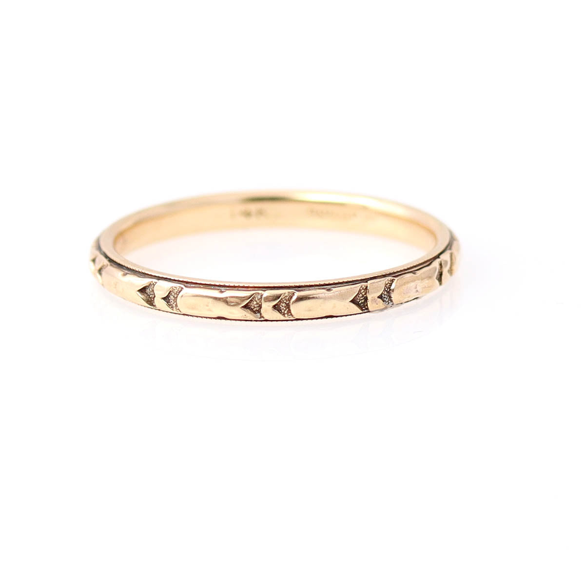 Art Déco 14k Yellow Gold Wedding Band #VB250822 1 Wedding Bands