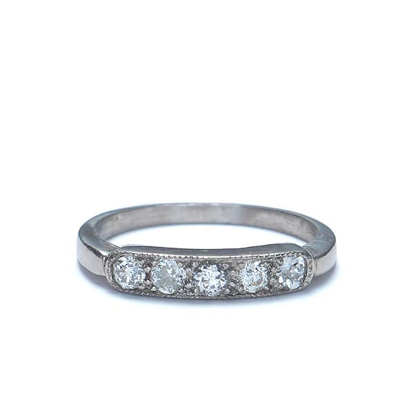 Art Déco Platinum Wedding band #VR568-06 - Leigh Jay & Co