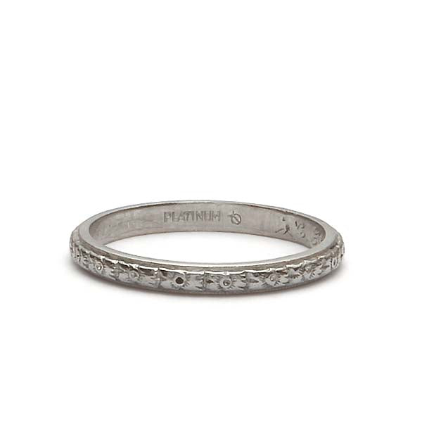 Art Deco Floral Wedding Band #VB180618-7 - Wedding Bands