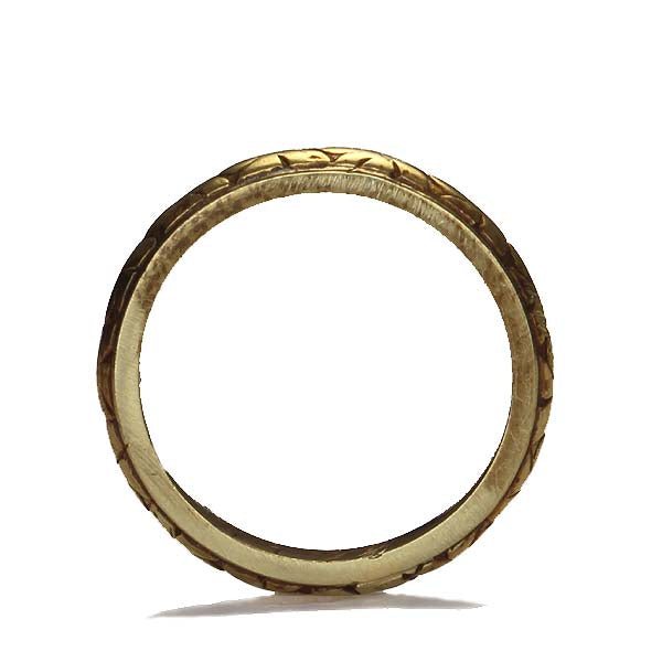 Art Deco Green Gold Wedding band #VR160426-07 - Wedding Bands