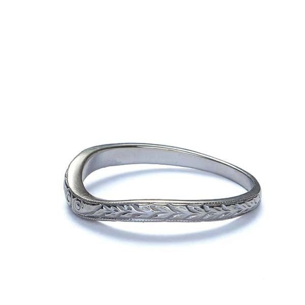 Art Deco Inspired Contoured Wedding Band #L3240WB - Wedding Bands