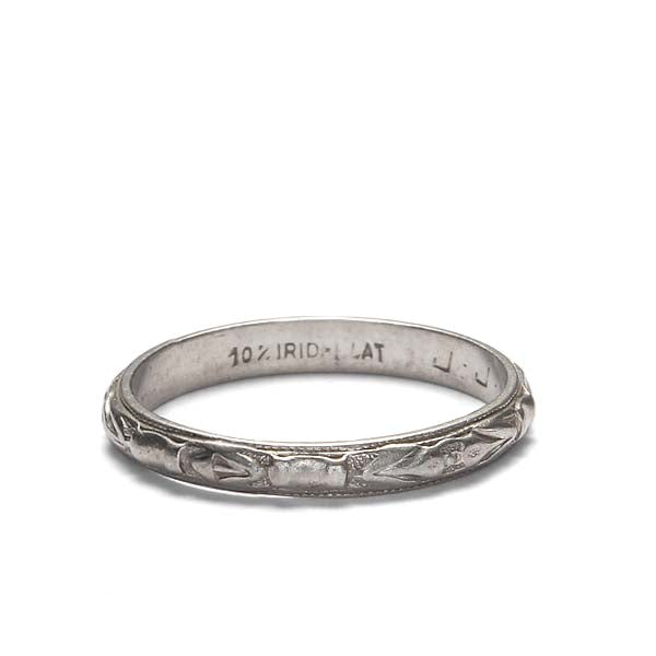 Art Déco Platinum Engraved Band #VB180117-3 - Wedding Bands