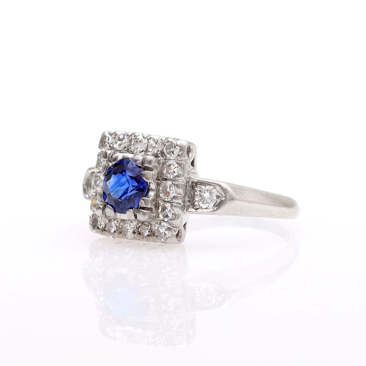 Art Déco Square Halo Engagement Ring #VR210914-1 - Engagement Rings