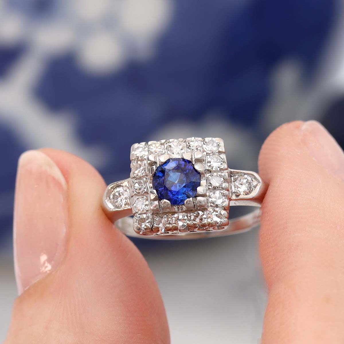 Art Déco Square Halo Engagement Ring #VR210914-1 - Engagement Rings