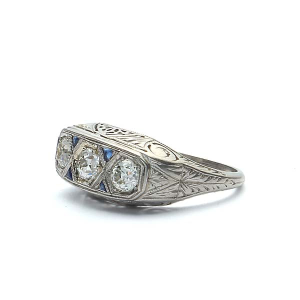 Art Deco Three Stone Ring #VR180816-3 - Leigh Jay & Co