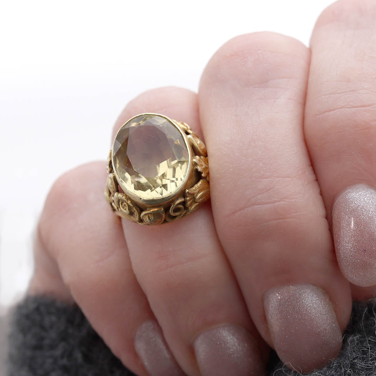 Arts and Crafts Citrine Ring crafted by Edward Oakes #VR241213-4 - Rings