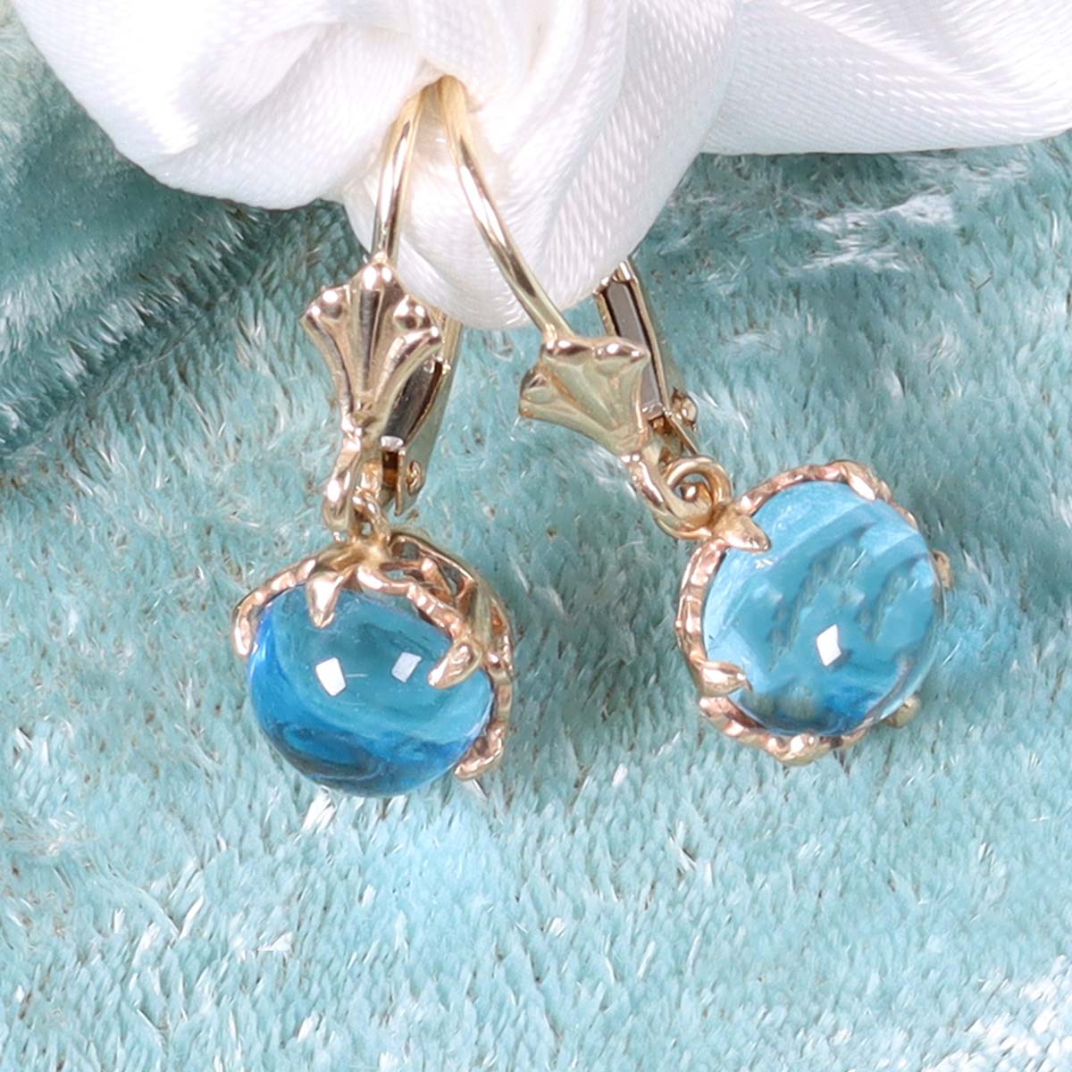 Blue Topaz Drop Earrings #LE2665 - Earrings