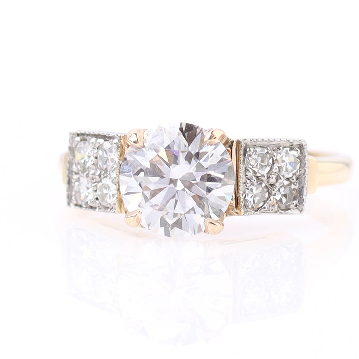 Bold Retro Moderne Yellow Gold Engagement Ring #VR251117 - Engagement Rings