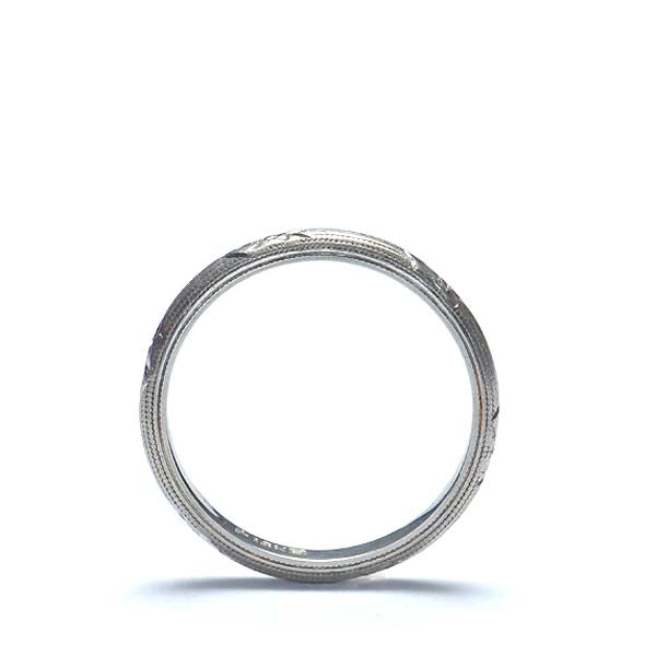 Circa 1920s 18k White Gold Wedding Band. #VR140811-14 - Wedding Bands