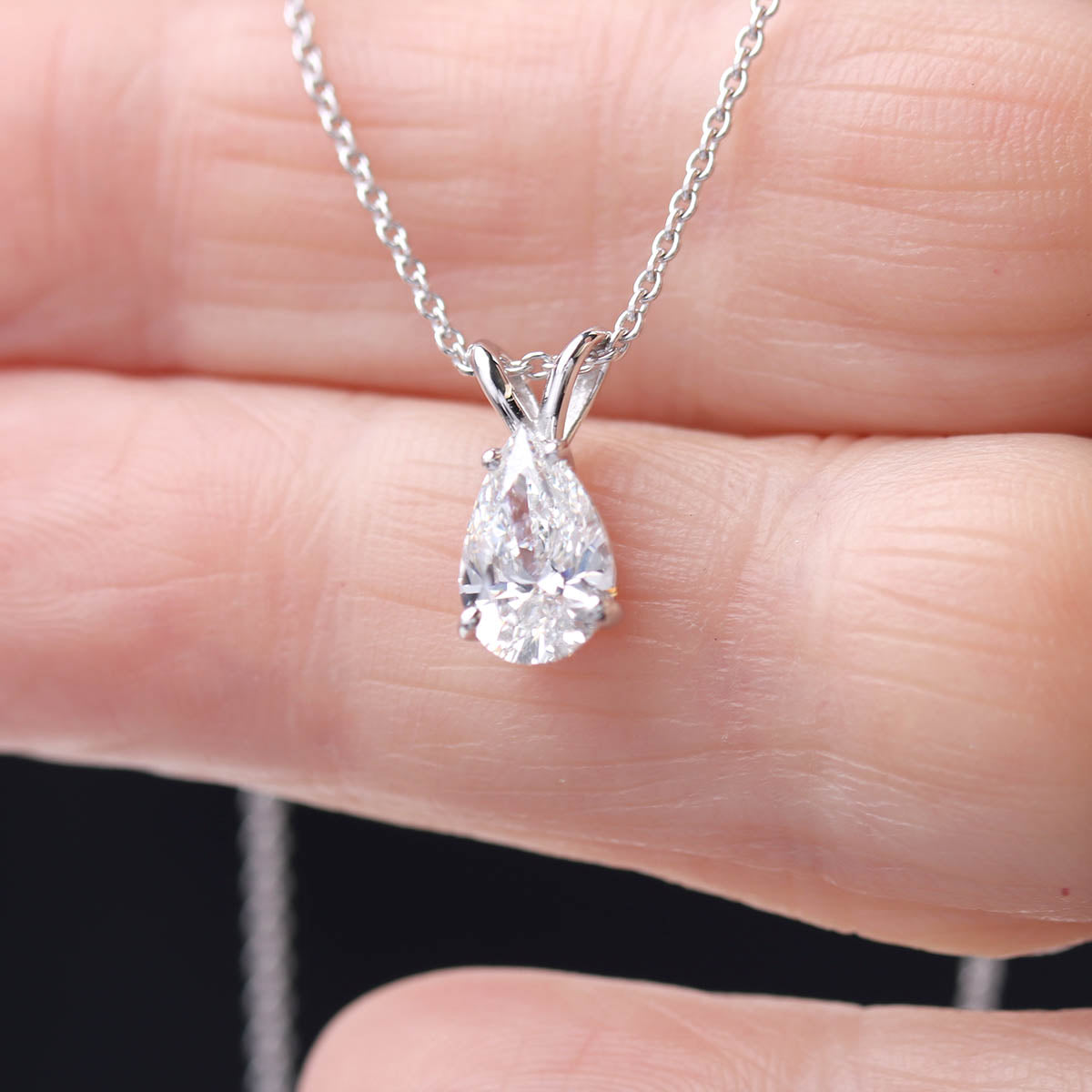 Classic Pear Shape Diamond Pendant #PSPDT1.05 - Pendants