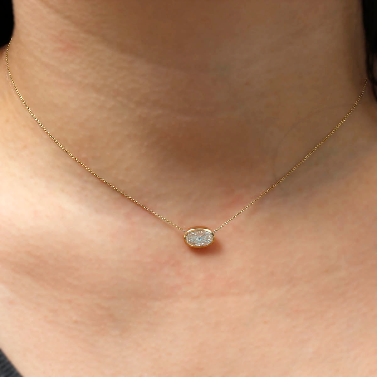 Contemporary Oval Diamond Necklace #VN200811-1 - Sold