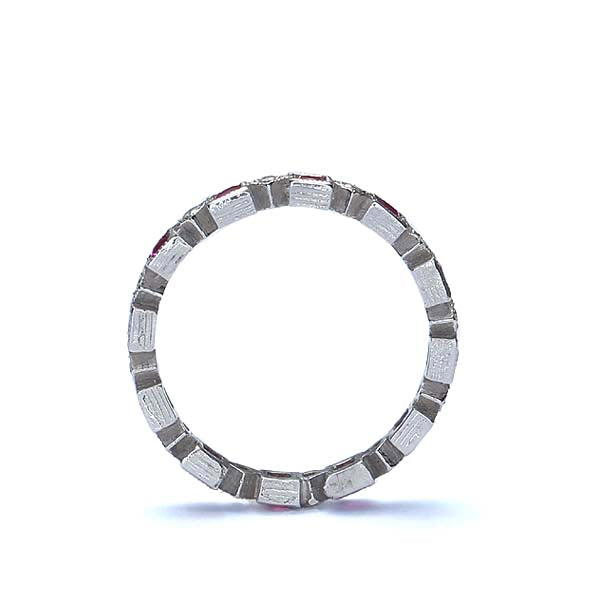 Contemporary Ruby and Diamond Eternity Band #VL2107 - Wedding Bands