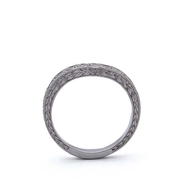 Contoured Diamond Wedding Band #L3012HE-PT - Wedding Bands