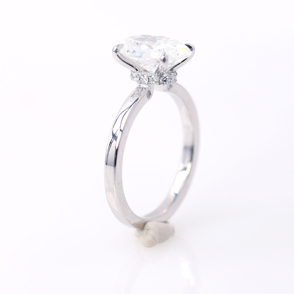 Custom Hidden Halo Oval Diamond Engagement Ring #3757PT Engagement Rings