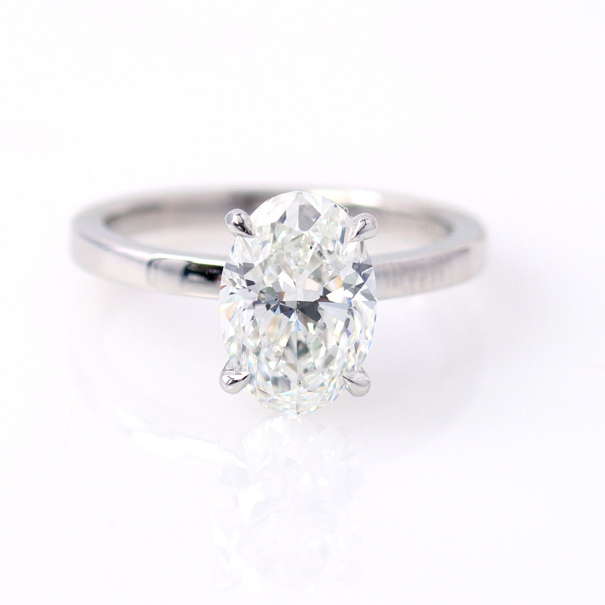 Custom Hidden Halo Oval Diamond Engagement Ring #3757PT Engagement Rings