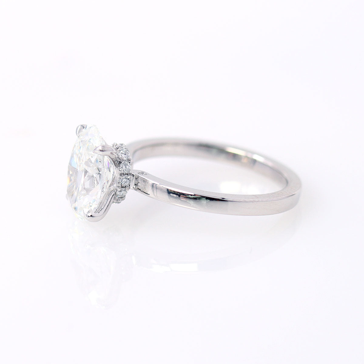 Custom Hidden Halo Oval Diamond Engagement Ring #3757PT Engagement Rings