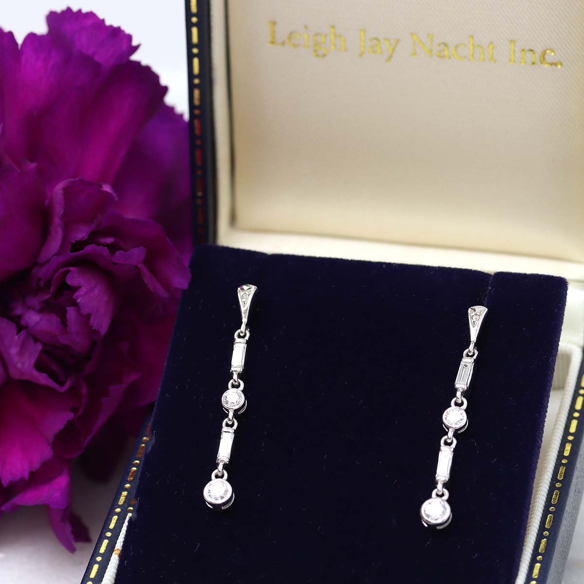 Dazzling Diamond Chain Drop Earrings in 18k White Gold #LE16117-01 - Earrings
