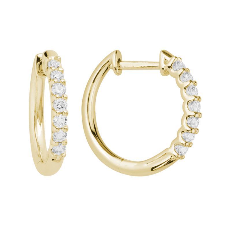 Diamond Hoop Huggy Earrings #ER45TI33 - 14k yellow gold - Earrings