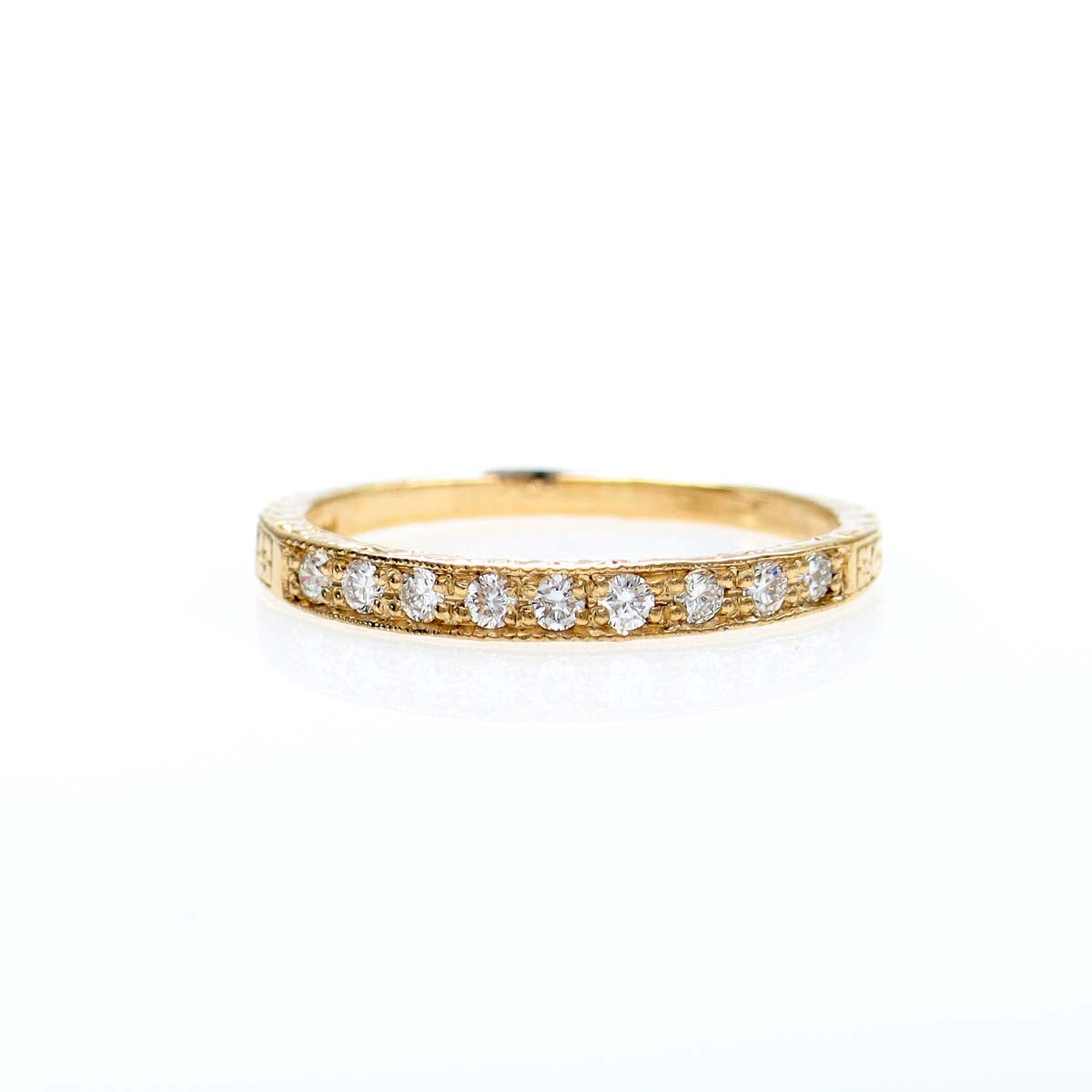 Diamond Replica Art Deco Wedding Band #L1000 - 14k Yellow Gold / 4 - Wedding Bands
