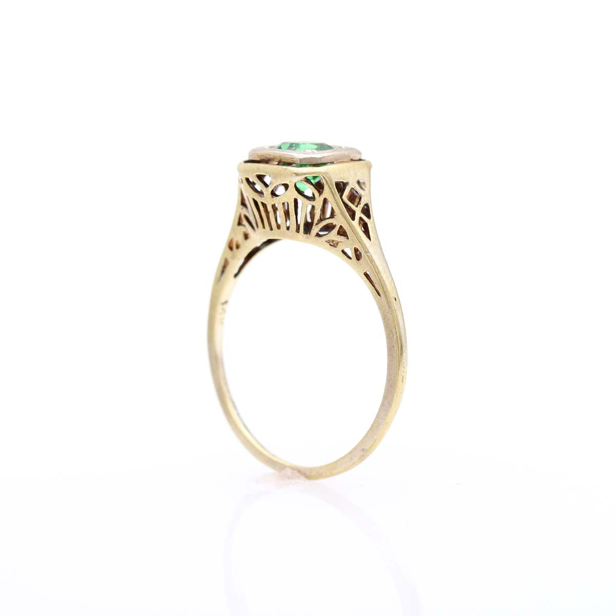 Early 20th C Filigree Engagement Ring with Tsavorite #VR170120-02 - Engagement Rings