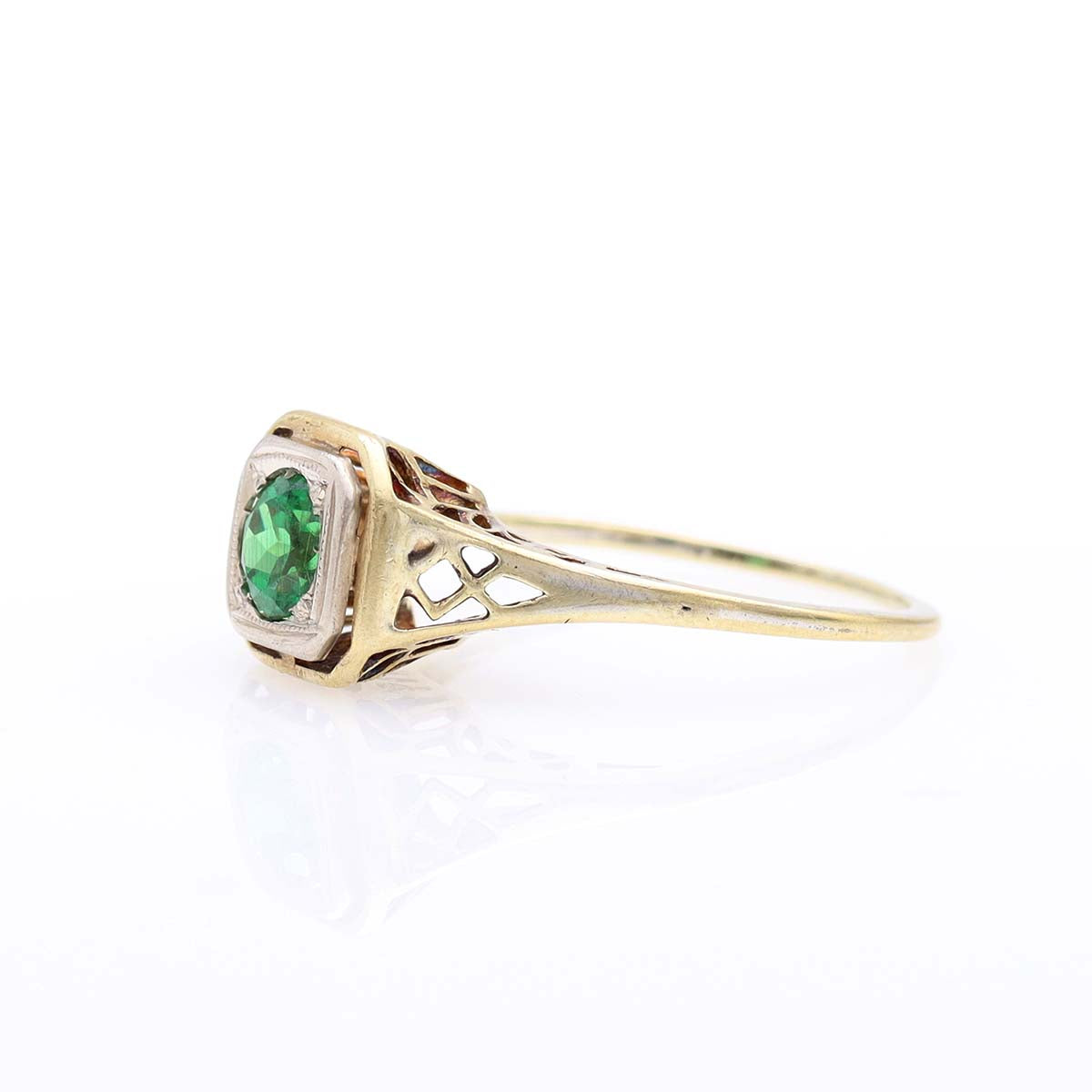 Early 20th C Filigree Engagement Ring with Tsavorite #VR170120-02 - Engagement Rings