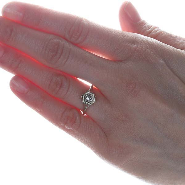 Early Art Deco Diamond Solitaire Engagement Ring #VR150604-01 - Leigh Jay & Co