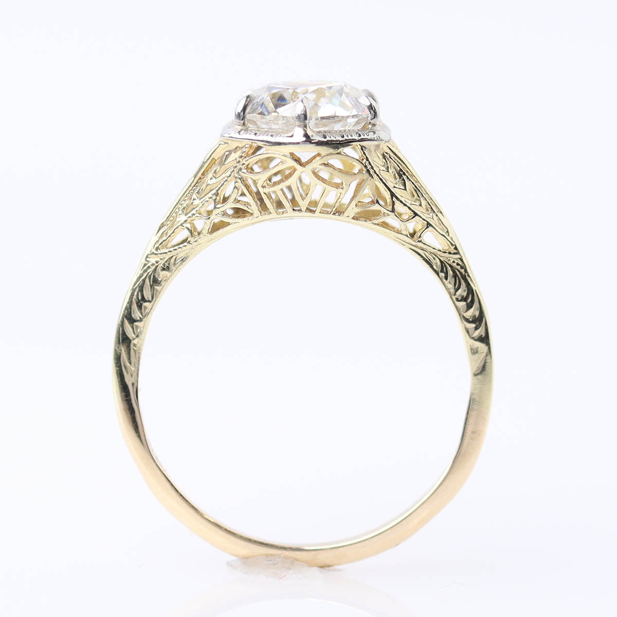 Early Art Déco Yellow Gold Filigree Engagement Ring #VRS-11 - Engagement Rings