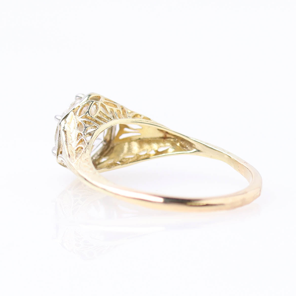 Early Art Déco Yellow Gold Filigree Engagement Ring #VRS-11 - Engagement Rings