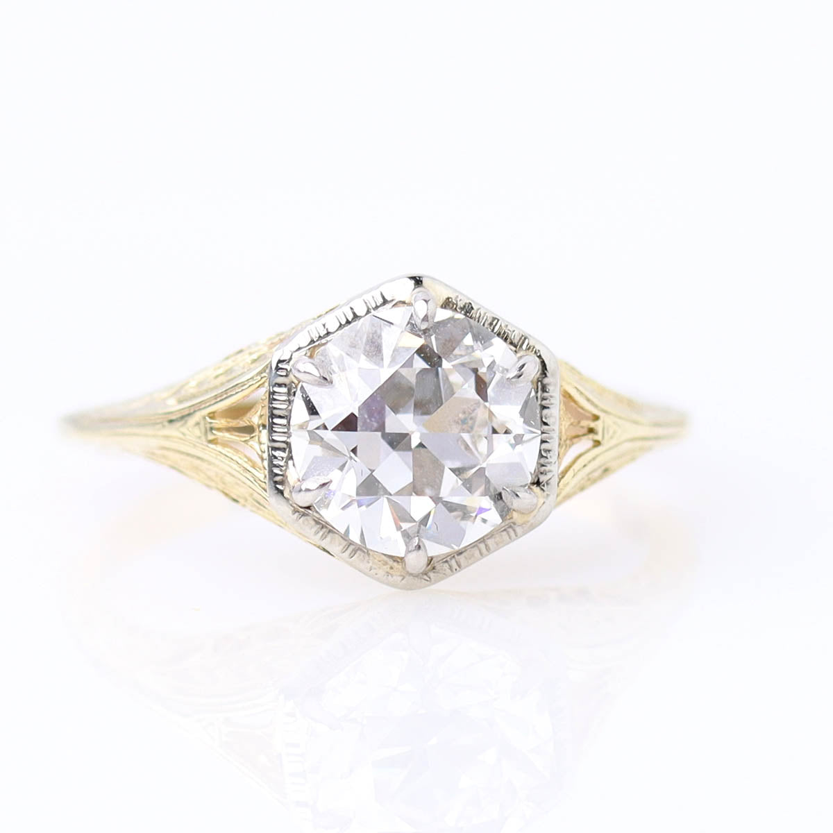 Early Art Déco Yellow Gold Filigree Engagement Ring #VRS-11 - Engagement Rings