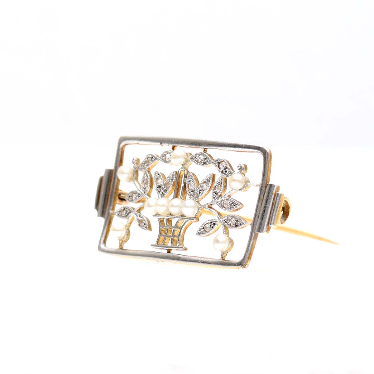 Edwardian Diamond and Pearl Brooch #VB1108B - Pin