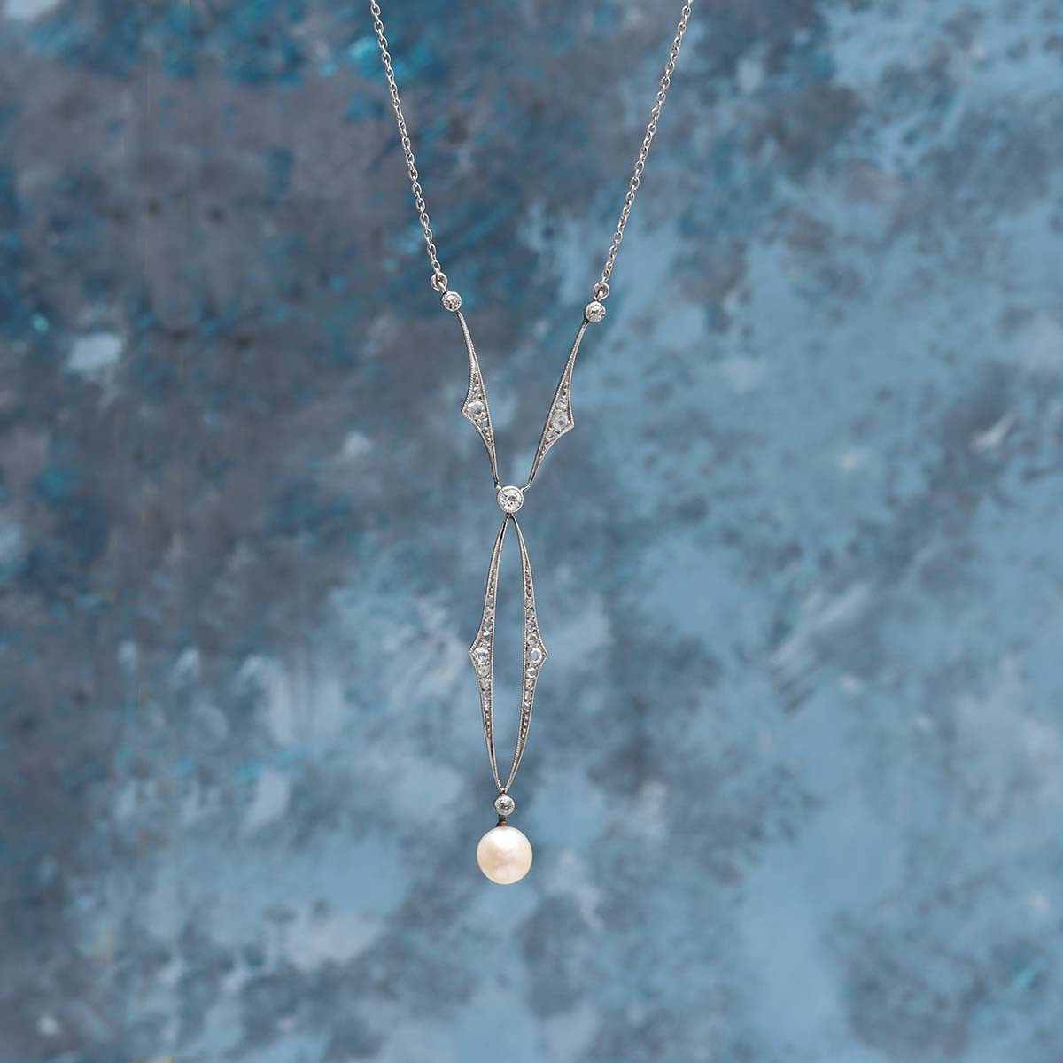 Edwardian Diamond and Pearl Necklace #VN230826 - Necklaces