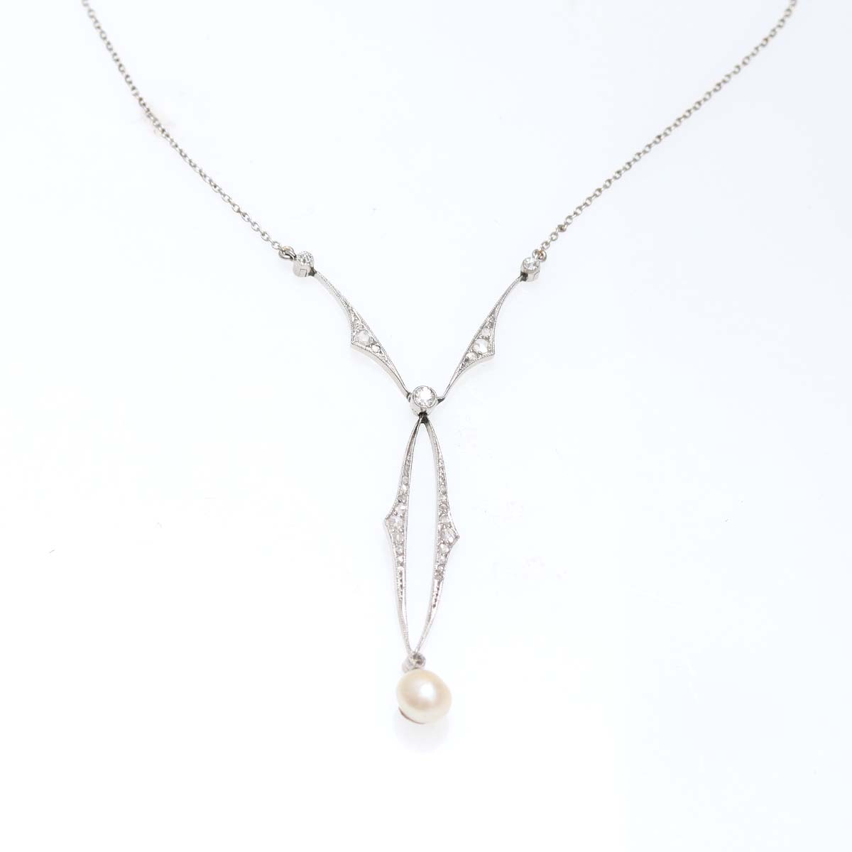 Edwardian Diamond and Pearl Necklace #VN230826 - Necklaces